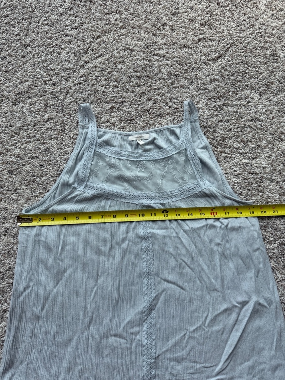 Maurices Light Blue Lace Yoke Women's Tank Top - Picture 6 of 7